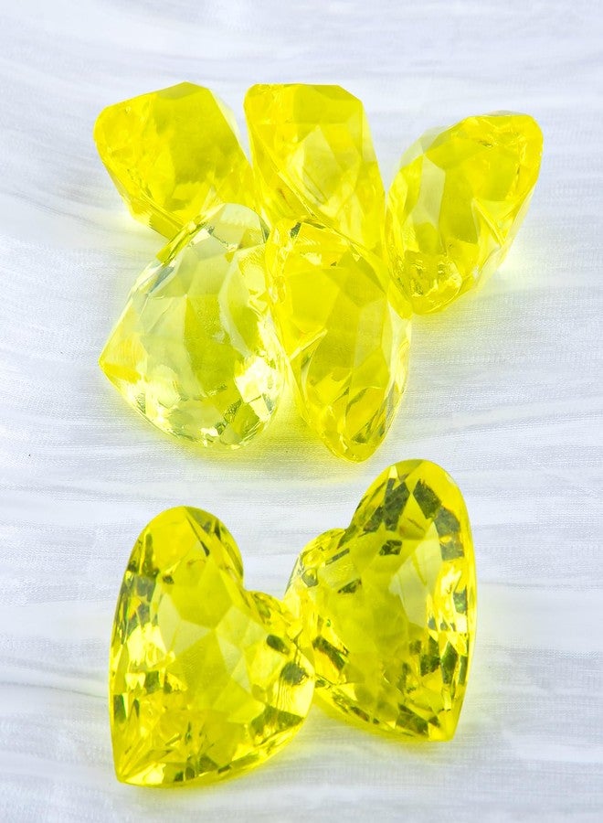 Niceup 1.5in Big Heart Diamond Gemstones Party Favors Easter Egg Goodie Bag Fillers Acrylic Gems Bulk Craft Supplies (Yellow) - Image 5